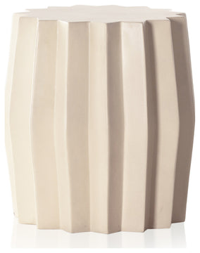Gem Outdoor End Table-Parchment White