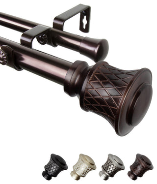 Alina 1" Double Curtain Rod, Bronze, 66-120"