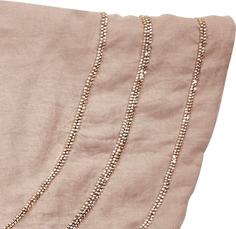 Concentric Nailhead Circles Christmas Tree Skirt in Natural Linen, 60"