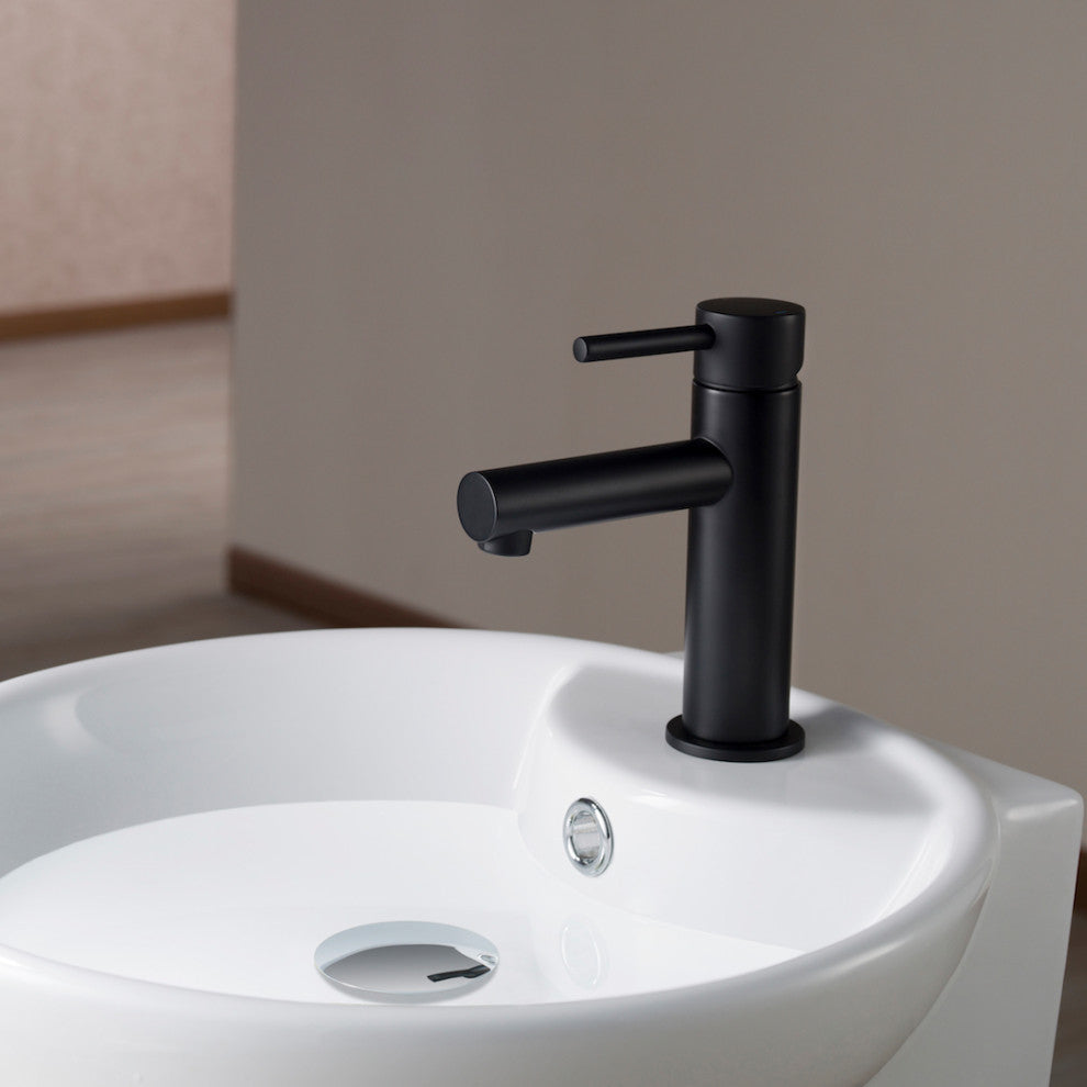 Blossom Brass Round Single Handle Bathroom Vanity Sink faucet, Matte Black