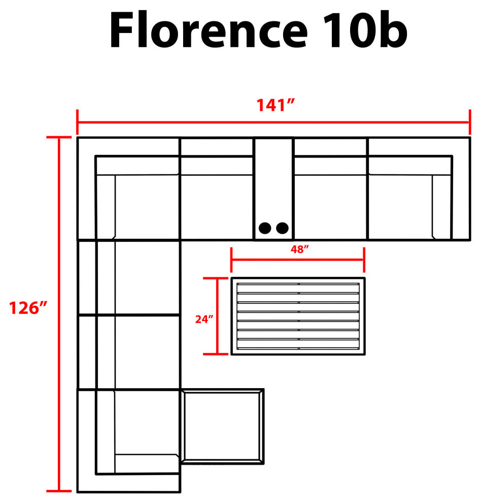 Florence 10 Piece Outdoor Wicker Patio Furniture Set 10b