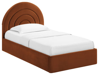 Solana Arched Performance Velvet Twin Platform Bed, Rust