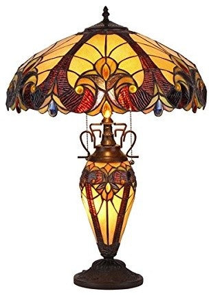 Chloe-Lighting 3-Light Victorian Double Lit Table Lamp 18" Shade