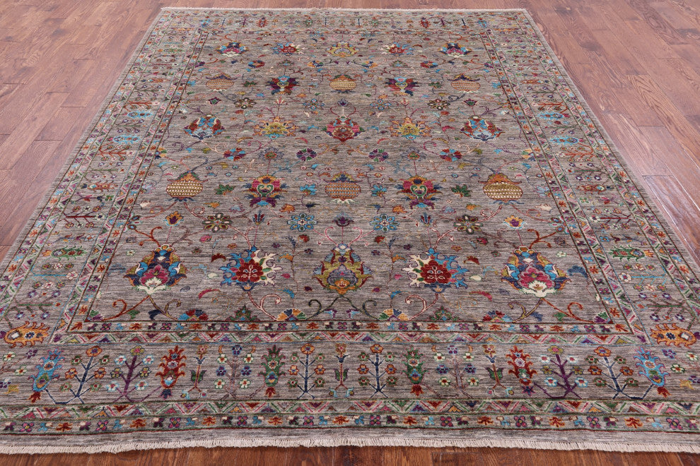 8' 0" X 9' 4" Persian Tabriz Hand-Knotted Rug Q9824