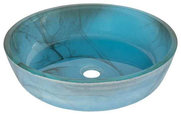 Eden Bath EB_GS51 Blue Mist Flat Bottom Glass Vessel Sink