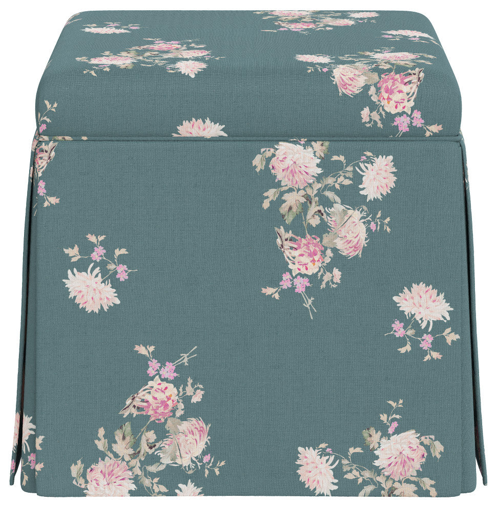 Rachel Ashwell Storage Ottoman, Sc Dancing Dahlia Emerald