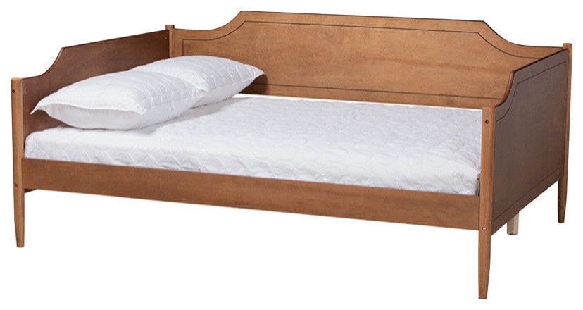 Lachlan Classic Farmhouse Wood Full Daybed, Walnut Brown, No Trundle