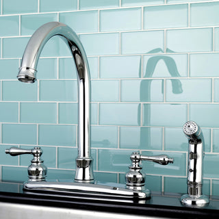 8" Centerset Kitchen Faucet, Sprayer, Polished Chrome