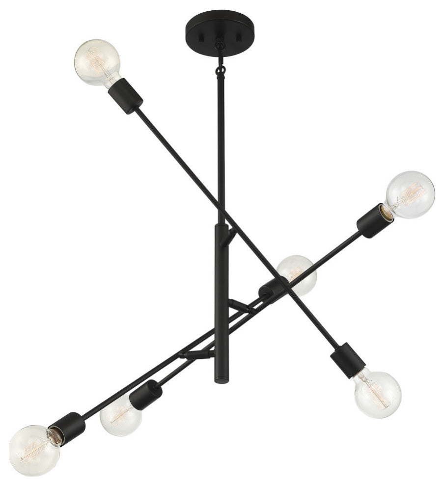 6-Light Chandelier, Matte Black