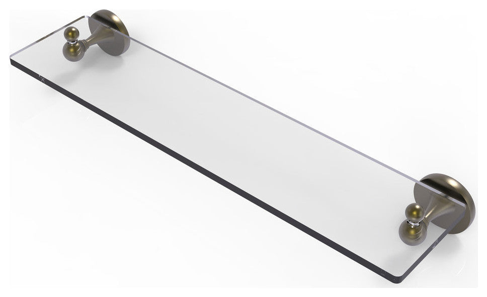 Shadwell 22" Glass Vanity Shelf with Beveled Edges, Antique Brass