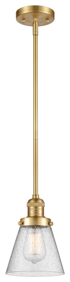 Small Cone 1 Light Mini Pendant, Satin Gold, Seedy
