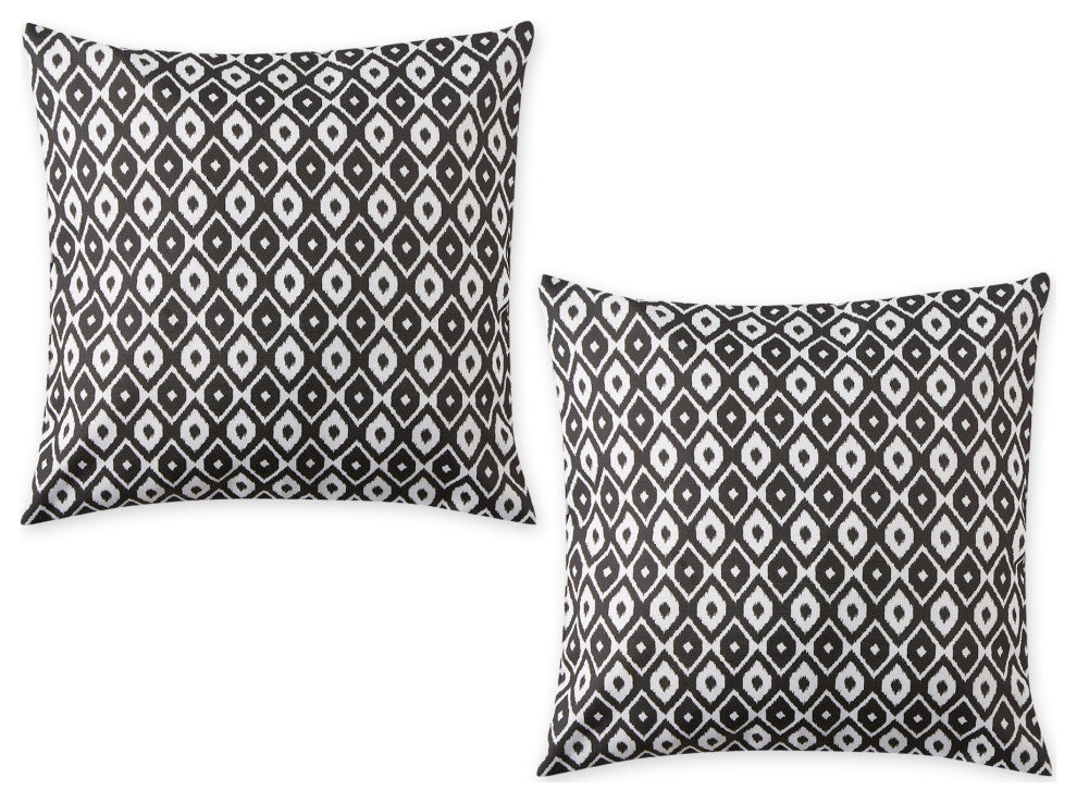 Black Ikat Outdoor Pillow Cover 18x18 (Set of 2)