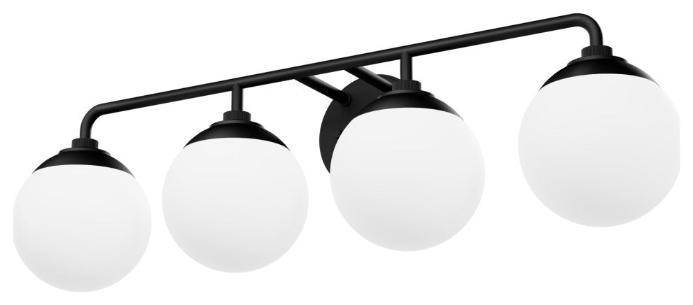 Hunter Hepburn Matte Black 4 Light Bathroom Vanity Wall Light Fixture