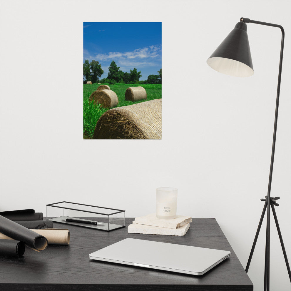 Hay Whatcha Doin in the Field Rural Unframed Wall Art Print, 12" X 18"