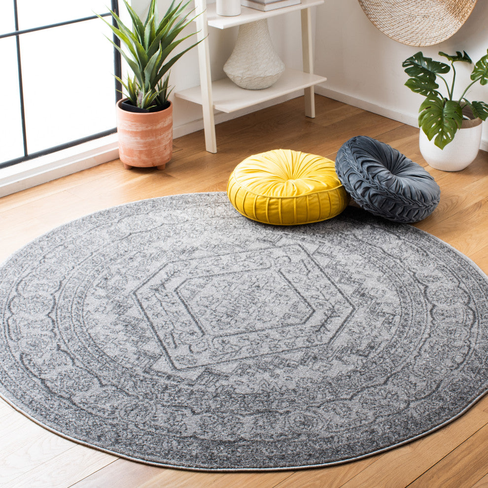 Safavieh Adirondack Collection, ADR108 Rug, Light Grey/Dark Grey, 6' Round