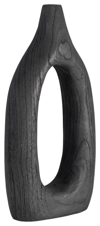Wood, 14"H Cut-Out Vase, Black
