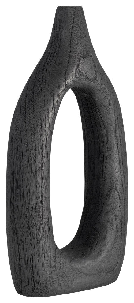 Wood, 14"H Cut-Out Vase, Black