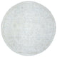 Ivory, White Wash Peshawar, Soft Wool Hand Knotted Round Rug, 7'10"x7'8"