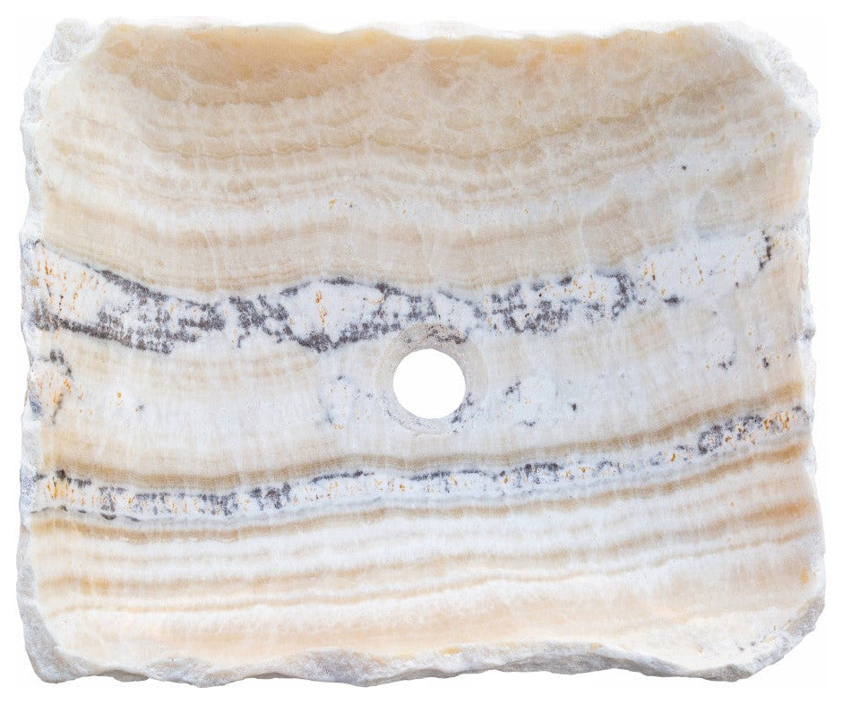 Honey Onyx Rustic Natural Stone Vessel Sink (W)13" (L)16" (H)5.5"