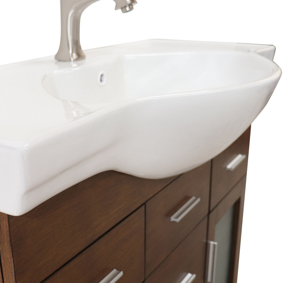 39.8" Single Sink Vanity, Wood, Walnut, 4 Drawers