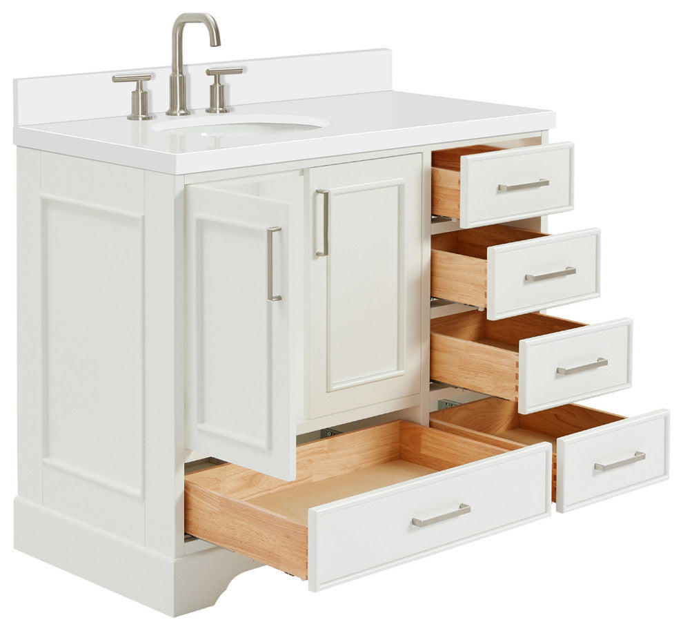 Ariel Stafford 43" Single Left Offset Oval Sink Bathroom Vanity