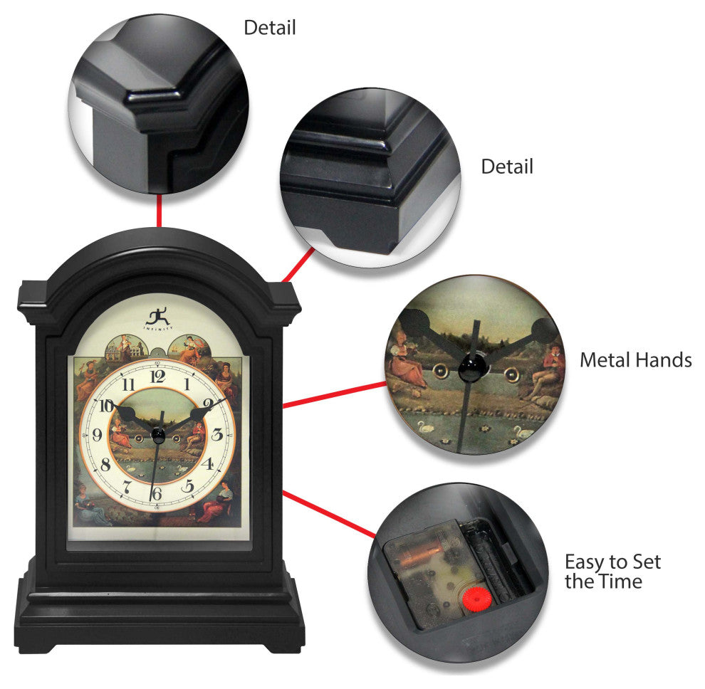 Black Plastic 9" Tabletop Clock