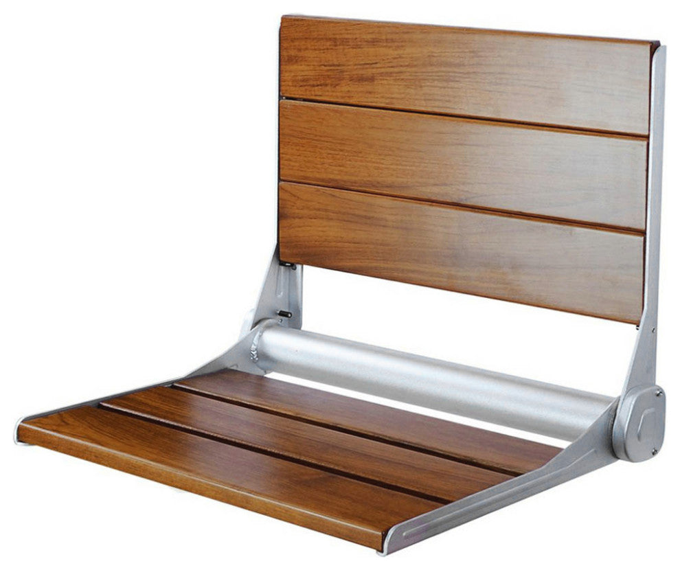 18" ADA Compliant Folding Teak Wood Shower Bench Seat