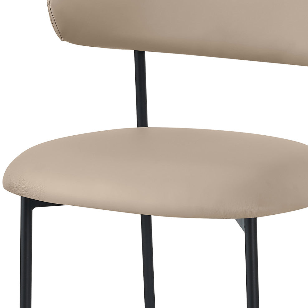 Lupita Vegan Leather Dining Chair, Set of 2, Taupe, Matte Black Finish