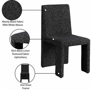 Benson Upholstered Dining Chair, Black, Linen Texured Fabric