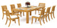 9-Piece Outdoor Teak Dining Set, 86" Rectangle Table, 8 Arbor Stacking Chairs