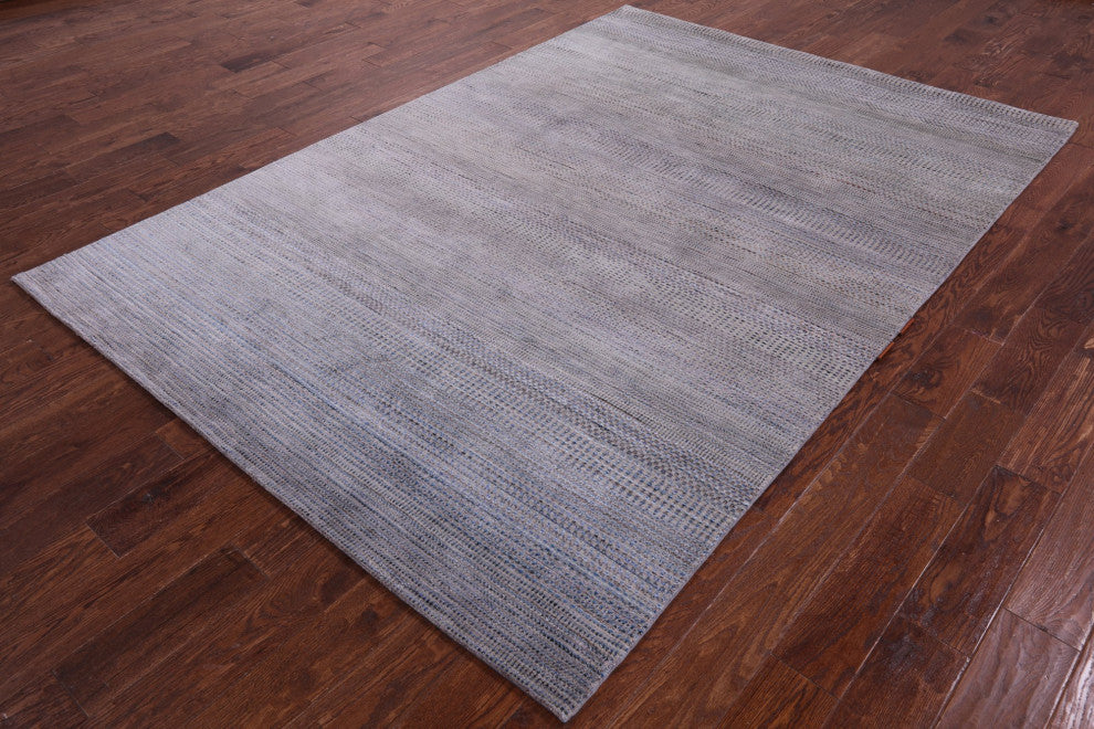 6' 2" X 8' 11" Wool and Silk Handmade Savannah Grass Rug Q11924