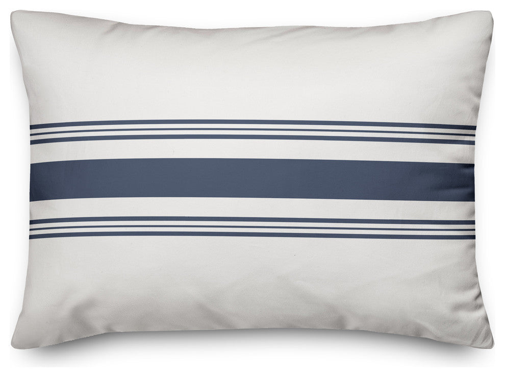Flour Sack Blue Stripes 14x20 Lumbar Pillow