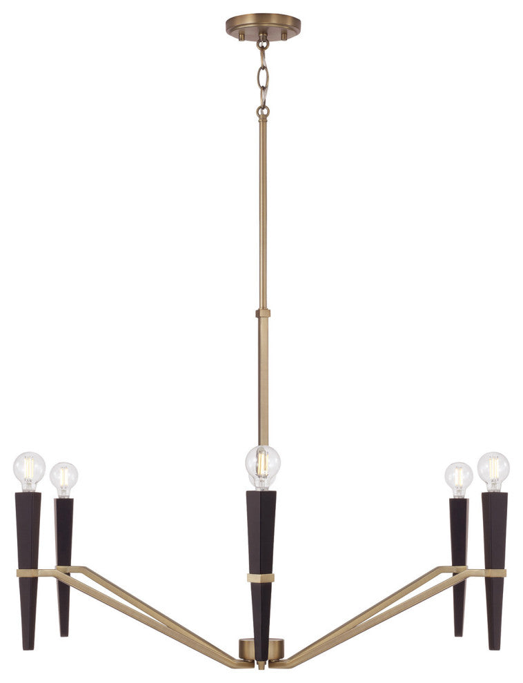 Capital Lighting 453861 Enzo 6 Light 33"W Candle Style Chandelier - Aged Brass