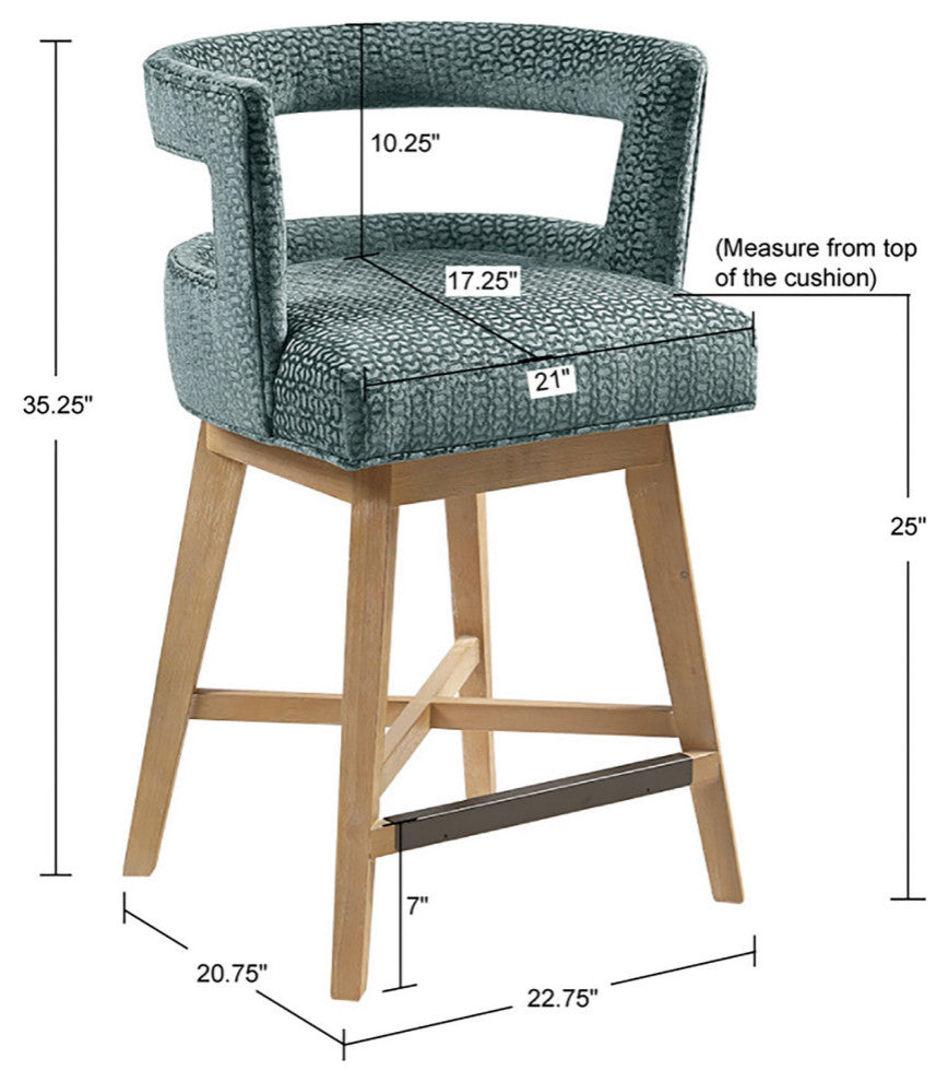 Madison Park Counter Stool Armed Swivel Height Barstools, Teal Blue