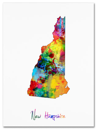 "New Hampshire Map" Canvas Art by Michael Tompsett