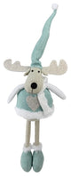 18" Teal and White Standing Moose Tabletop Decoration