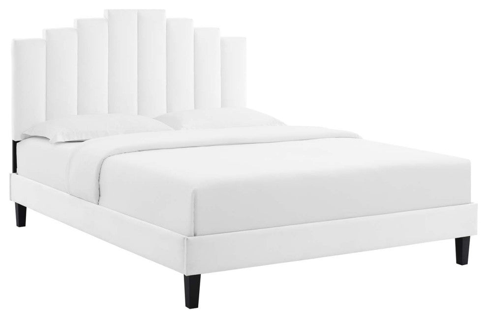 Elise King Performance Velvet Platform Bed MOD-6878-WHI