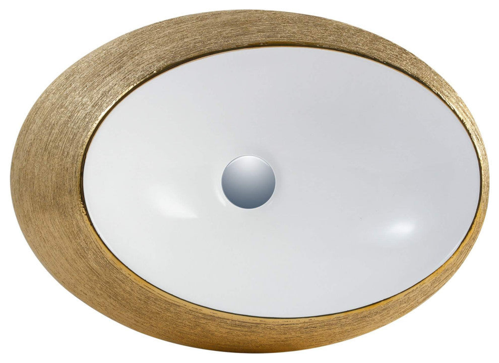 Fine Fixtures Luxury Vessel, Oval 20"x15", Brushed Gold