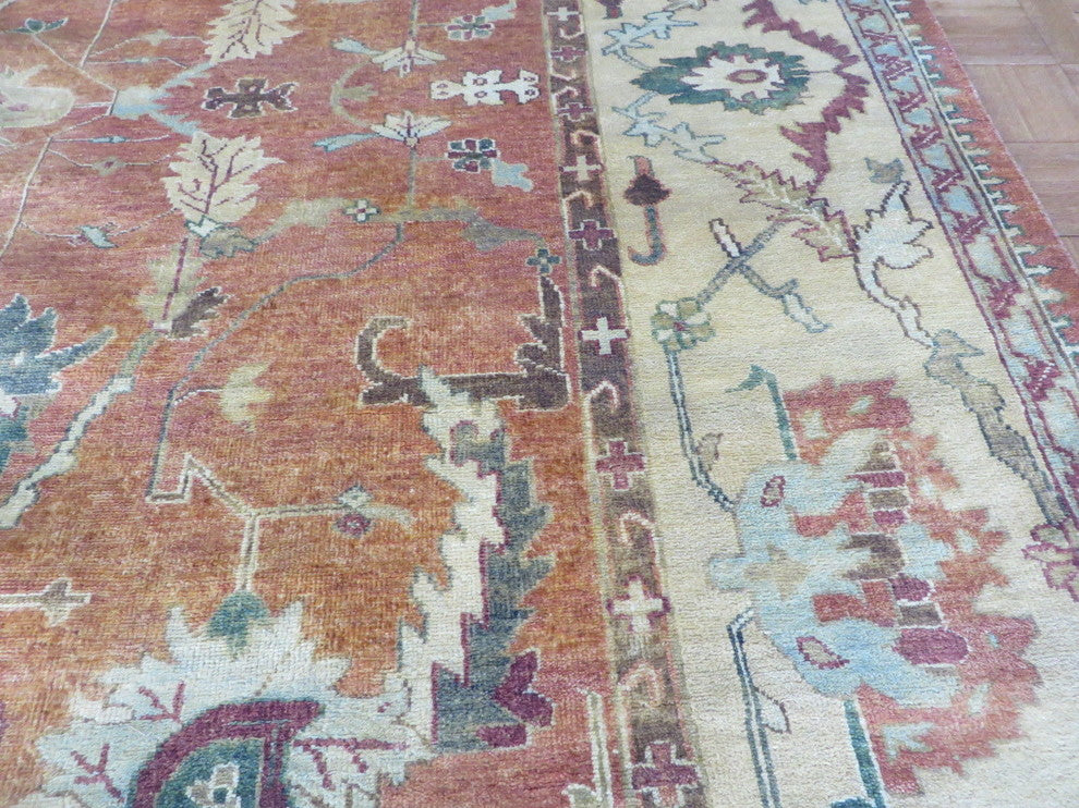 8'10x11'10 Handmade Rust Orange Persian Serapi Heriz Oriental Rug