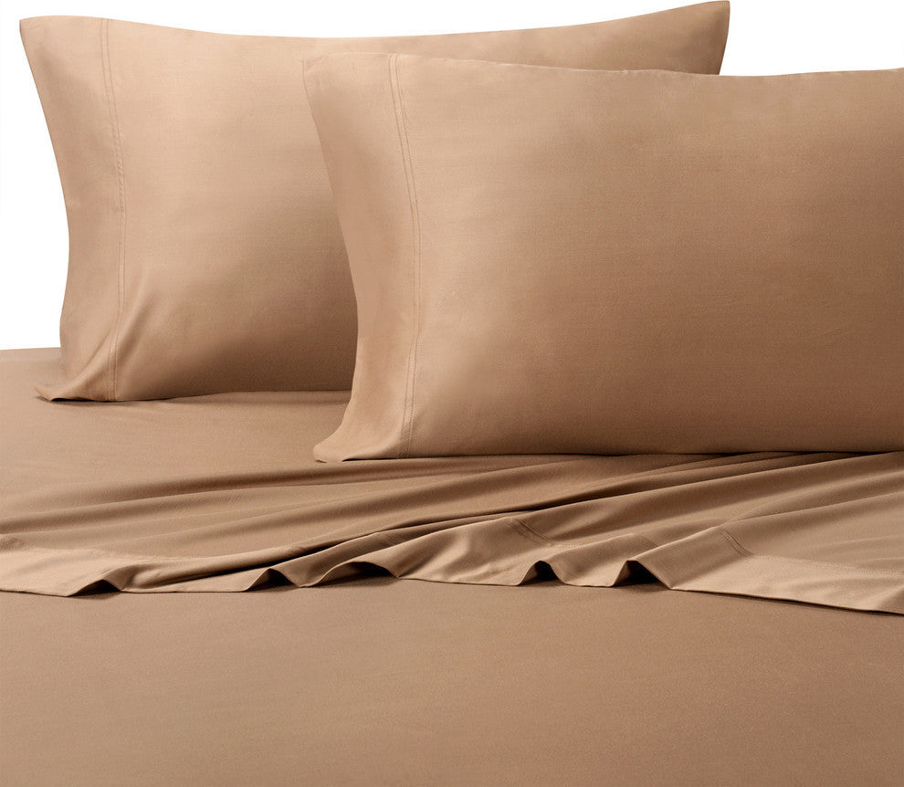 2PC 100% Bamboo Viscose Pillowcases Set, Taupe, King