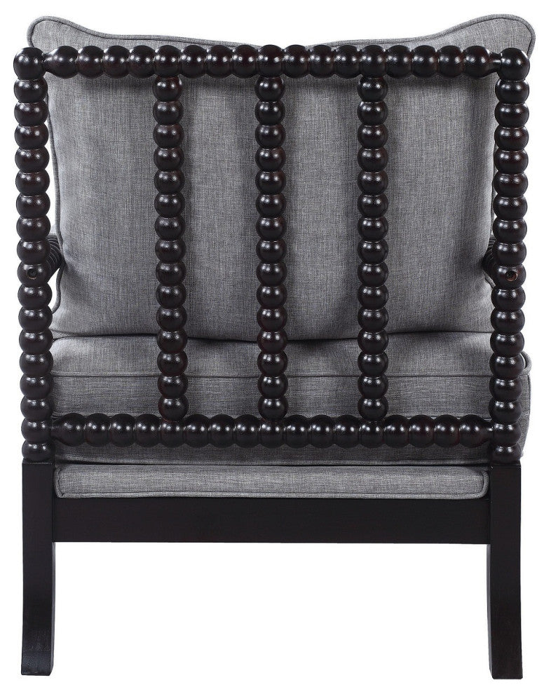 Cushion Back Accent Chair, Gray and Black