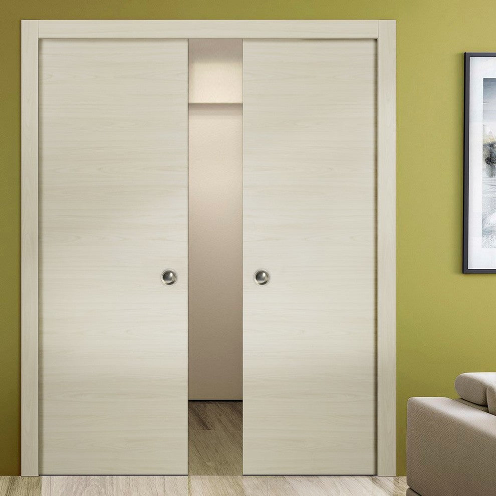 Sliding Double Pocket Closet Doors 72 x 80 | Planum 0010 Milk Ash