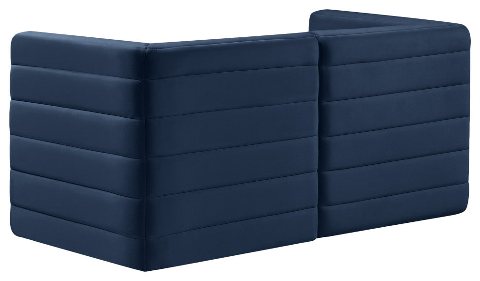 Quincy Velvet Upholstered 2-Piece Modular Sofa, Navy