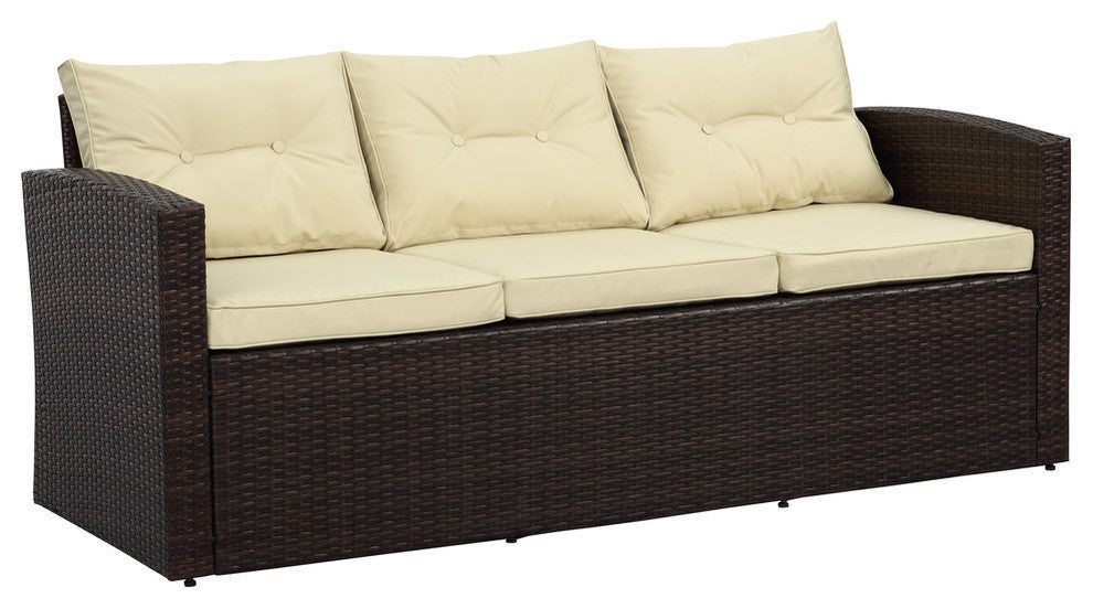 Rio 5-Piece Dark Brown Wicker Conversation Set With Storage and Cushions