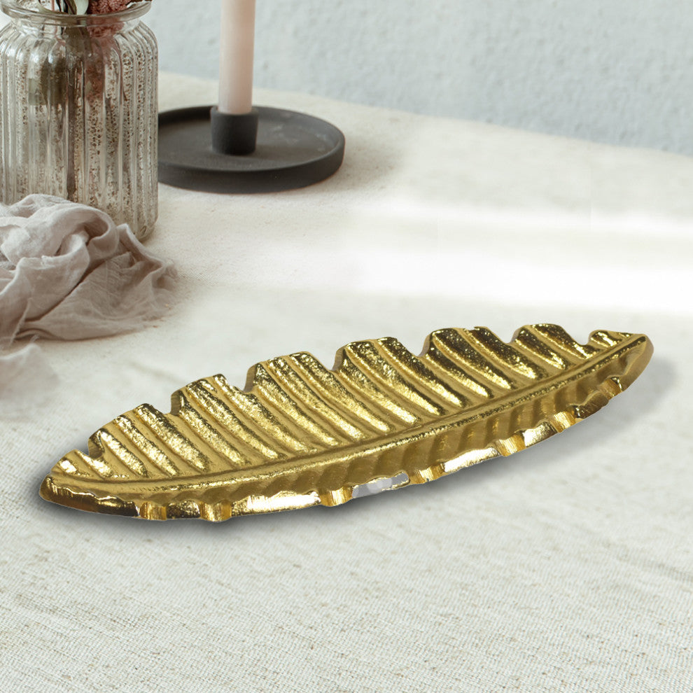 Handmade Decorative Aluminium Tray, Gold Color Coated