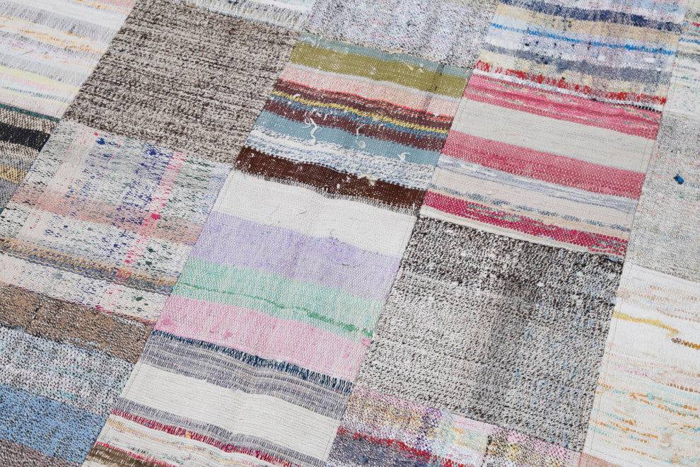 Rug N Carpet - Handmade Anatolian 7' 0'' x 9' 11'' Rustic Patchwork Kilim Rug