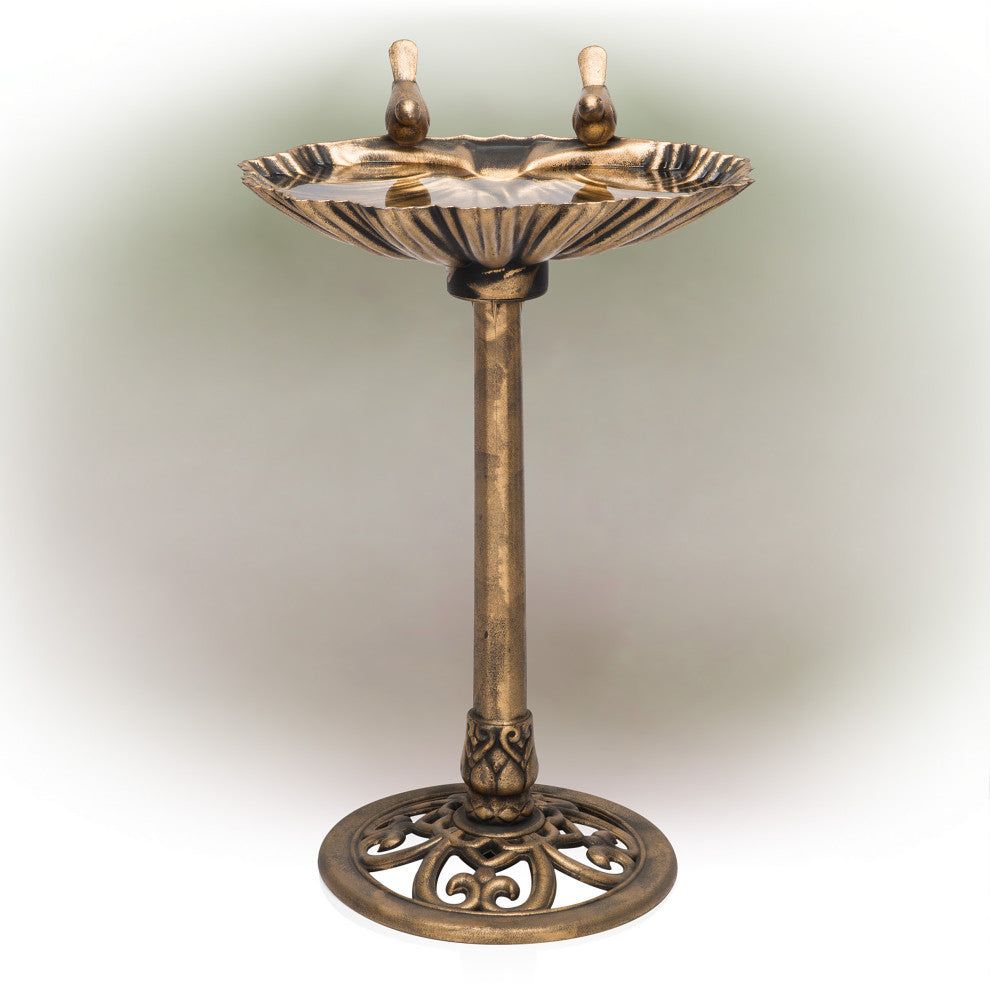 31" Tall Outdoor Vintage Birdbath with Bird Figurines Yard Statue