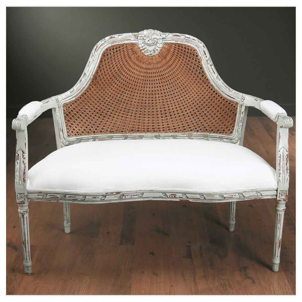 Moyne Linen Square Arm Settee, Parchment