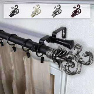 Malina 1" Double Curtain Rod, Black, 66-120"