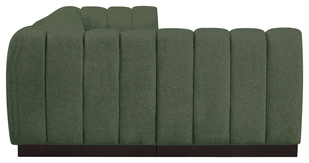 Quinn Chenille Upholstered 4-Piece L-Shaped Modular Sectional, Green